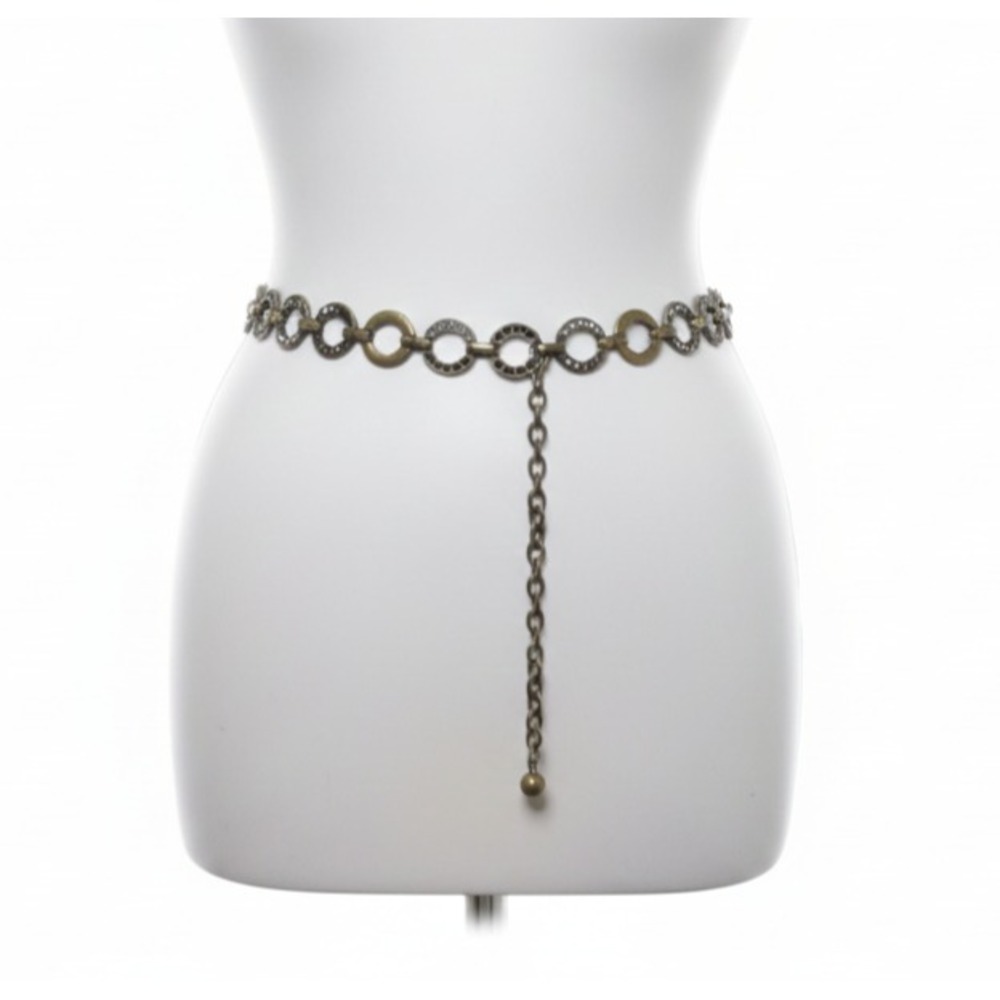 Gold Chain Belt Rhinestone Circle Link Statement Dark Glam Punk Rock Size‎ L/XL